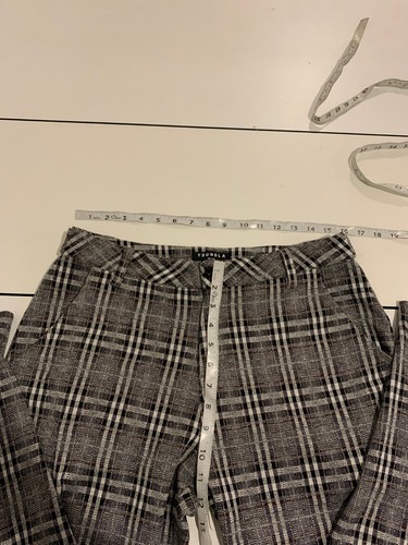 YoungLA Pantalone 34x30 Grigio Nero Gingham Plaid Abito Slim Casual Preppy Conico - Foto 5 di 8