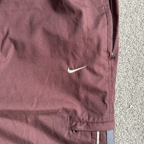 Vintage Nike Y2k Burgundy Baggy Cuffed Track Pants Size XL Silver Tag - Picture 3 of 7