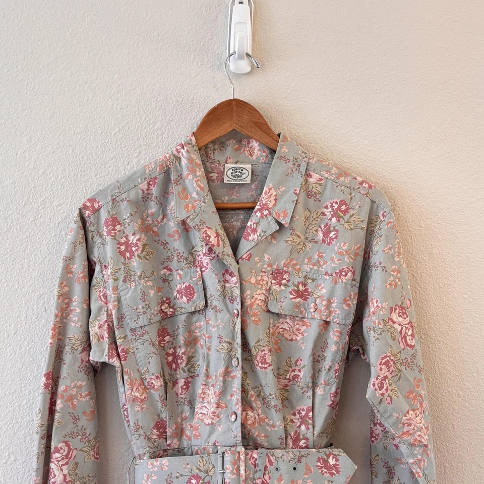 Vintage Laura Ashley 80s Floral Cottage Core Dress Size 8 Belted Button Up - Image 4 of 4