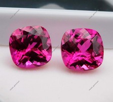 21 Ct Natural Pink Sapphire Excellent Cushion Cut Certified Loose Gemstone Pair