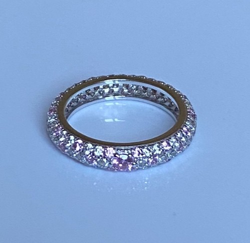 Anello in argento S925 rodiato con zirconi bianchi e rosa misura 11 - Foto 4 di 7
