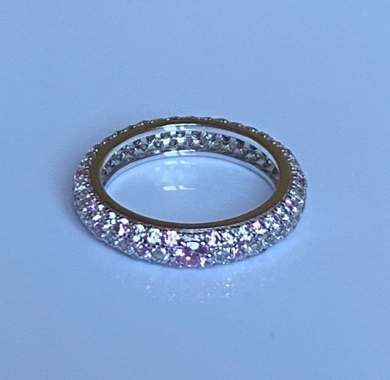 Anello in argento S925 rodiato con zirconi bianchi e rosa misura 11 - Immagine 4 di 4