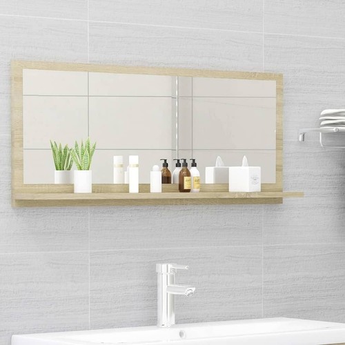 vidaXL Mirror Sonoma oak Engineered wood 35.4 x 4.1 x 14.6 in - Picture 1 of 7