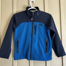 The North Face Apex Bionic Boys 7 8 Zip Jacket Blue Gray Coat Fleece Lined Youth