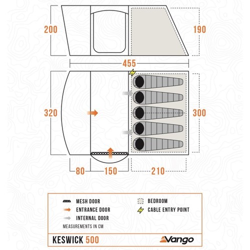 Vango Keswick 500 Tent - 5 Berth Family Camping POLED - 2025 Model NEW - Picture 7 of 9