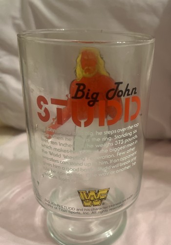 Vintage 1985 WWF Wrestling Big John Studd Glass 6-3/4" 28 oz - Picture 2 of 7