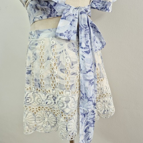 ZIMMERMANN Confetti Blue Embroidered Set (Top + Shorts) Size 1 / AU 10 / US 6 - Foto 12 di 24