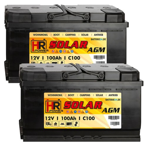 2x HR 200Ah AGM Solar-Batterie 12V 24V 100Ah Wohnmobil Versorgungsbatterie Boot - Bild 1 von 6