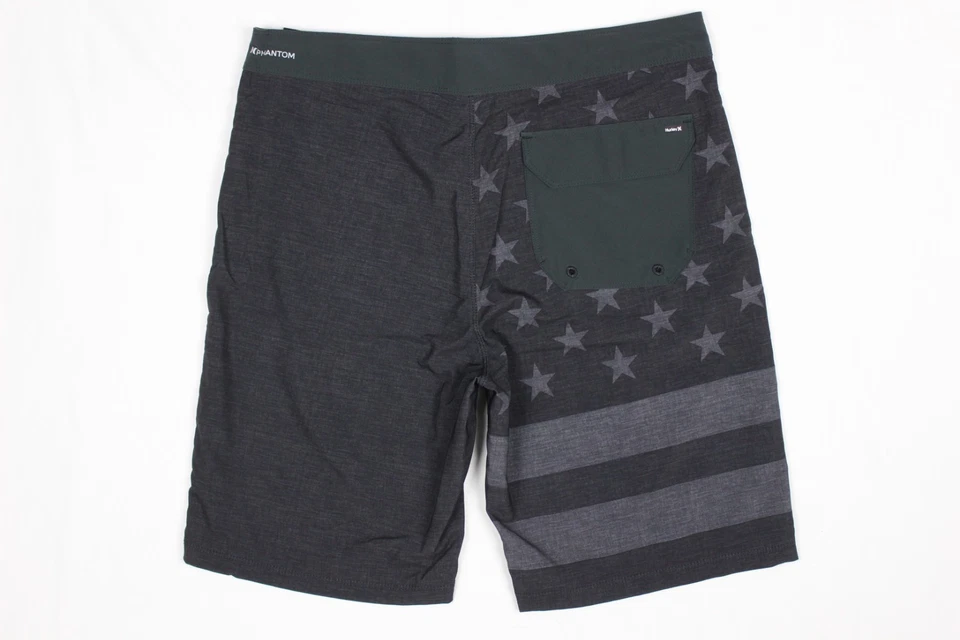 Hurley Men's Phantom Cheers Board Shorts 9" Inseam Black Stars Stripes AO2776 - Image 2 of 4