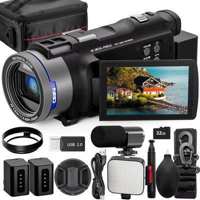 4K Camcorder Video Camera with 48MP Vlogging Camera with Wi-Fi & App Control,Vid