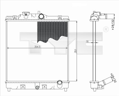 RADIATOR ENGINE COOLING 712-0052 FOR HONDA INTEGRA/SJ/VI CIVIC/MK/Hatchback 1.4L - Picture 2 of 9