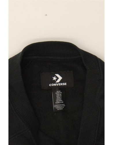 CONVERSE Womens Crop Graphic Sweatshirt Jumper UK 14 Medium Black Cotton AA09 - Picture 3 of 3