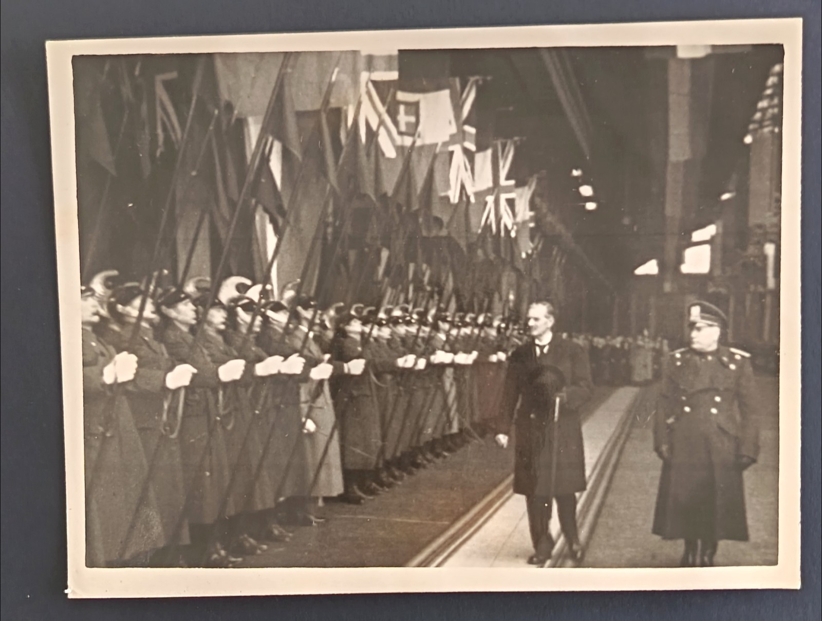 BENITO MUSSOLINI FASCISMO STAZIONE ROMA 1939 CHAMBERLAIN FOTOGRAFIA ORIGINALE
