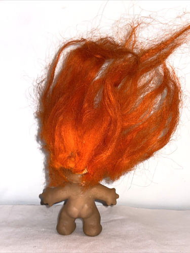 Muñeca Troll Vintage Años 60 70 Naranja Pelo Largo Ojos Naranja DAM Dinamarca - Imagen 8 de 12