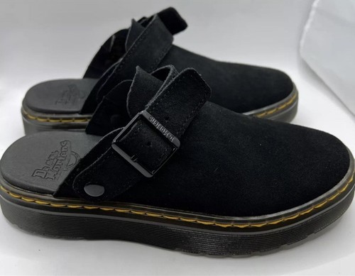 NEW Dr. Martens AirWair Carlson Black Suede Slingback Mules Clogs Sandals W6/M5 - Picture 8 of 9