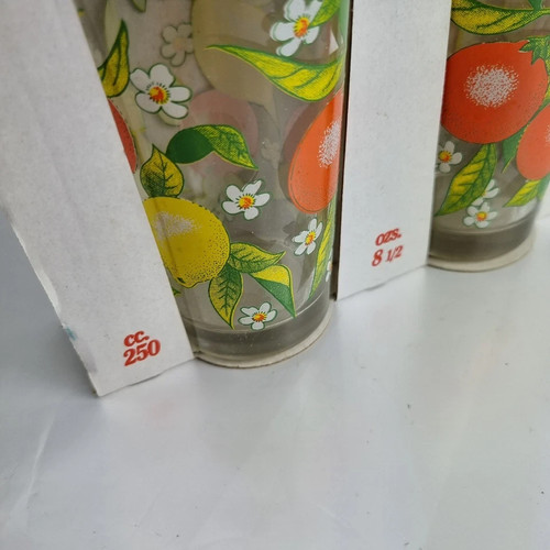 Two Sets (6) Italian Fruit Pattern Glass Tumblers 250 cc • Made in Italy Linda - Picture 4 of 10