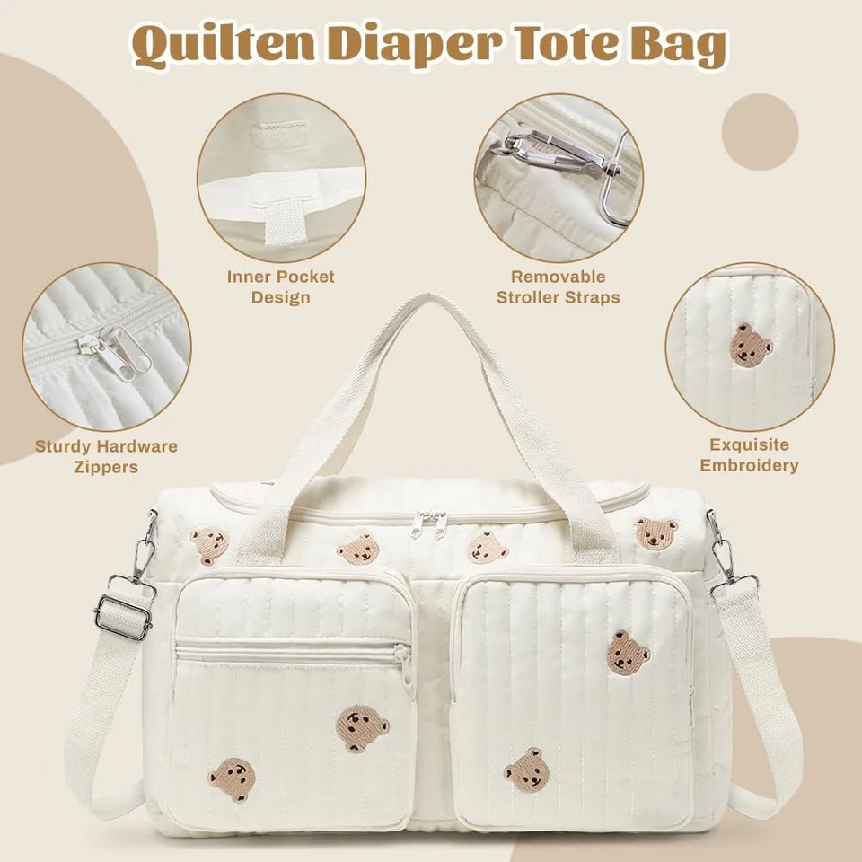 Aucuu Wickeltasche, Babytasche Mama Tasche, Kliniktasche Geburt Stickerei, Groß - Bild 3 von 4