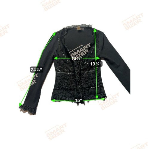 Vintage Black Sequin and Lace Wool/cotton cardigan size small whimsygoth fairy - Picture 6 of 8