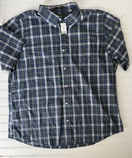 Eddie Bauer Plaid Button Up Shirt Mens XXL Blue Green Classic Fit NEW. 1004