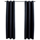 Blackout Curtains with Rings 2 pcs Black 37"x95" Fabric