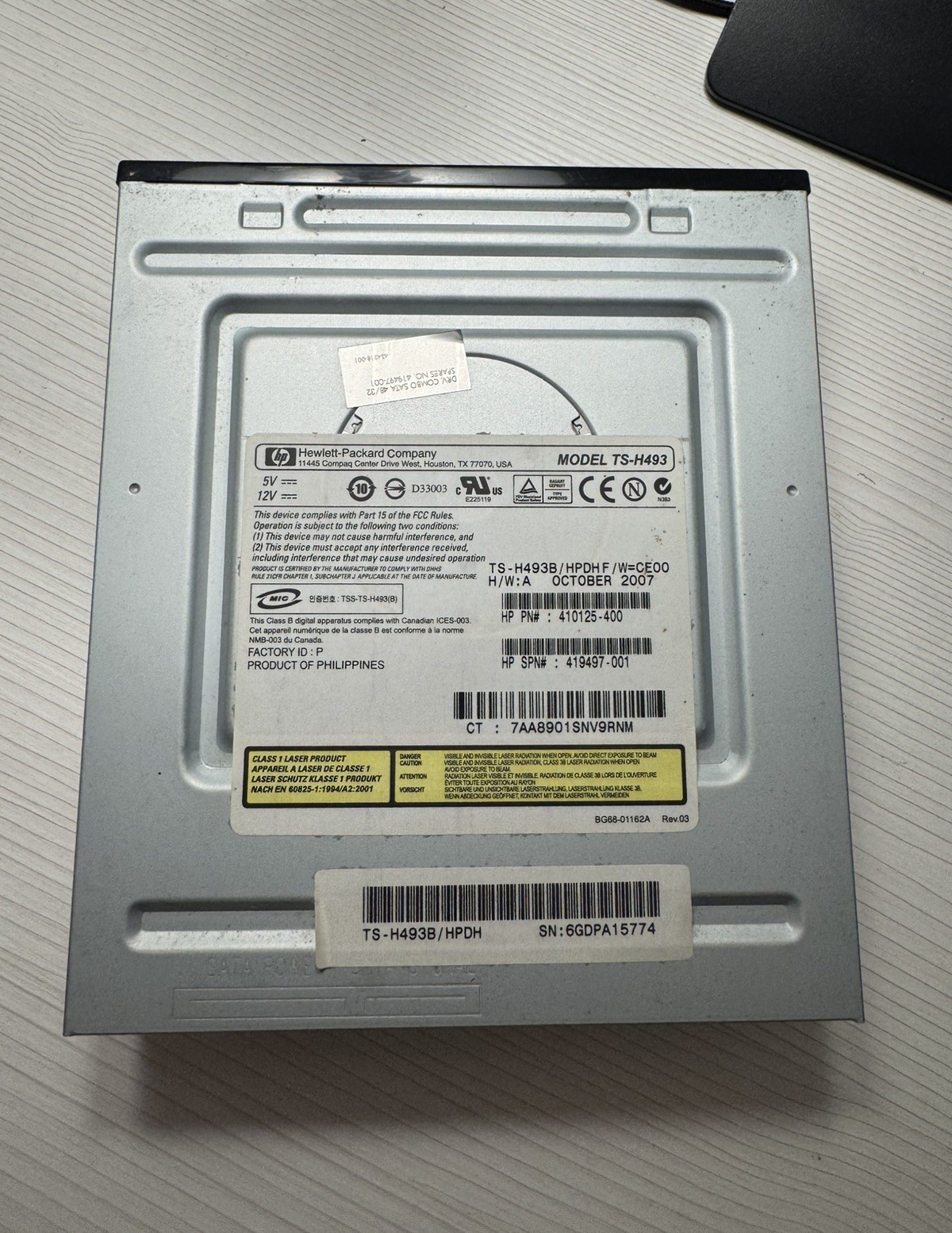 Masterizzatore DVD-RW HP TS-H493 SATA - Lettore CD Masterizzatore LightScribe