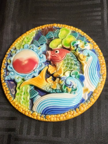 Hermoso azulejo Koi vintage - Imagen 3 de 3