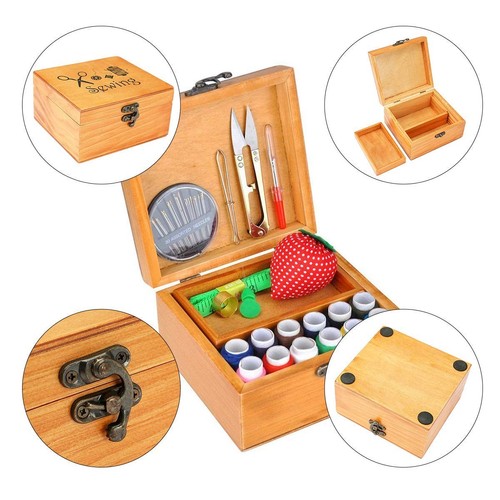 Kit de Costura, Kit de Costura de Madera Caja para Adultos, Cesta de Costura de Madera con Acceso... - Imagen 6 de 6