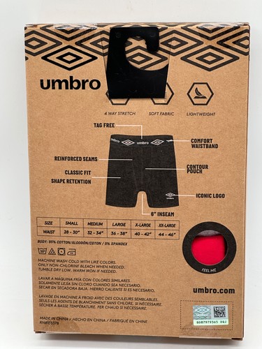 NUEVO PAQUETE DE 3 CALZONCILLOS BOXER PARA HOMBRE UMBRO 6" ENTREPIERNA 95% ALGODÓN ESENCIAL CORTE CLÁSICO - Imagen 11 de 17