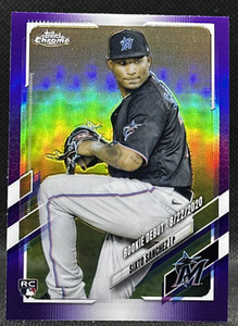 2021 Topps Chrome Update Baseball Sixto Sanchez Rookie Debut Purple Refractor 