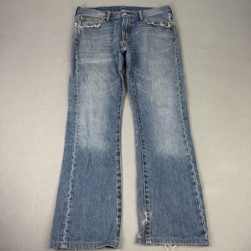 Levi’s 527 Jeans Herren W32 L29 Blau Regular Bootcut Flare Zip Fly Baumwolle Denim
