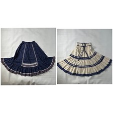 2 VTG Gunne Sax Jessicas Gunnies Boho Prairie Maxi Skirt Blue Floral Tier Lace