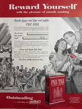 1954 Pall Mall Cigarettes Reward Yourself Mild Smoke ATC Famous VTG Print Ad