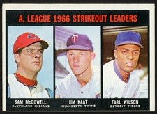 1967 Topps AL Strikeout Leaders w/ Kaat, Wilson, & McDowell #237 - VG (oc)