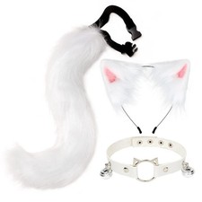 Cat Ears Wolf Fox Animal Tail Cosplay Costume Faux Fur Hair Clip Headdress