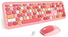 Wireless Keyboard and Mouse Combo Full Size with With Number Pad, Dropout- Free
