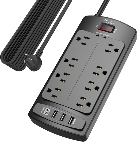 Surge Protector Power Strip - Nuetsa Flat Plug Extension Cord with 8 Outlets and - Picture 15 of 15