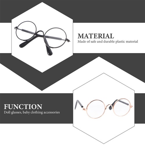 2pcs Doll Mini Eyeglasses Imitation Eyeglass Props Compact Doll Small Glasses - Foto 5 di 11