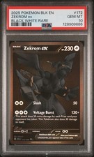 2025 Pokemon BLK EN-Black Bolt Zekrom EX #172 Black White Rare PSA 10