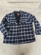Men's Rugged Elements Blue Check Insulated Shirt Utility Plaid Jacket XXL