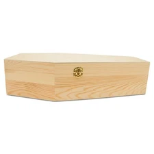 Wooden Coffin Box 18 inch Unfinished, Halloween Decor, Pet Casket | Woodpeckers
