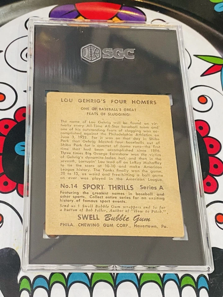 Vintage 1948 Lou Gehrig Swell Sport Thrills Baseball Card # 14 New York Yankees - Image 2 of 2