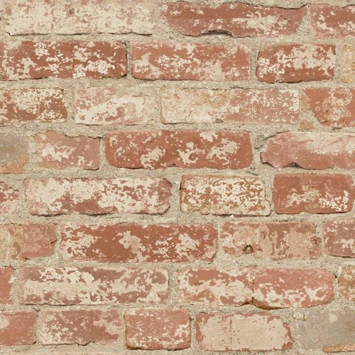 RMK9035WP Red Stuccoed Brick Peel and Stick Wallpaper Roll, Red Color.