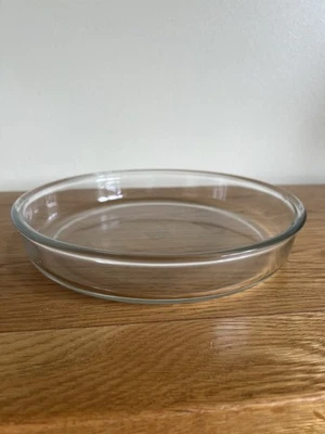 PYREX JAJ VINTAGE ROUND CLEAR PIE/QUICHE DISH 9” Straight Edges Very Good - Image 1 of 4