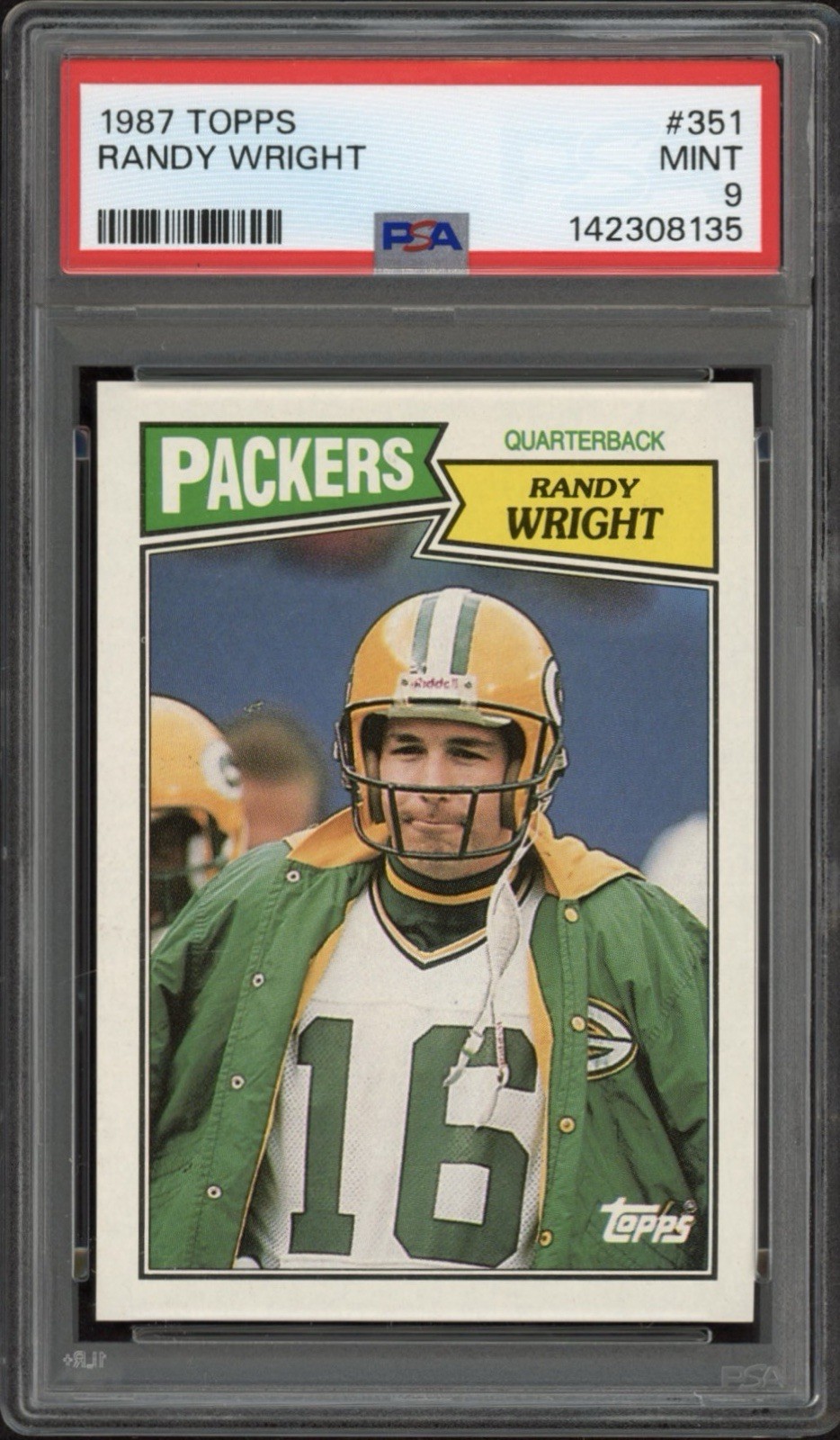 1987 Topps Randy Wright Rookie RC #351 PSA 9 Mint Green Bay Packers