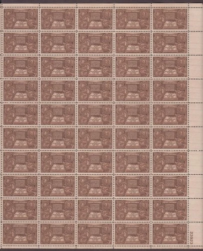 US, 972, AMERICAN INDIAN, FULL SHEET OF 50, MINT NH, 1940'S COLLECTION