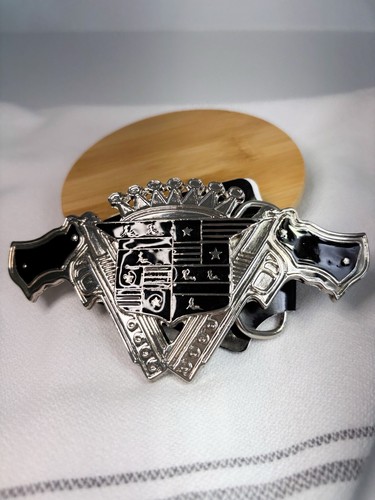 Cadillac Belt Buckle Black guns Design Brand New Chrome Deville Seville Caddy - Picture 4 of 6