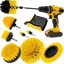 10 Pcs Drill Brush Attachment Set, Power Cleaning Scrub Brush Kit with Extend