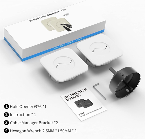 Homemount TV Cord Hider Kit- Wire Hider Kit for Wall Mount TV, Cable Management - Afbeelding 8 van 12