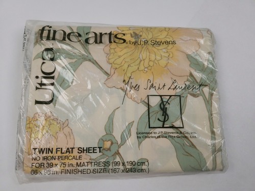 Utica Fine Arts Yves Saint Laurent Peony Twn Flat Sheet No Iron Percale - Picture 1 of 6