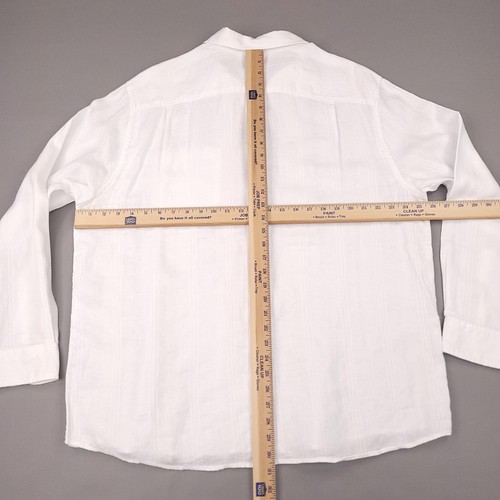 Karibik Hemd Herren Extra Large Weiß Leinenmischung Langarm Knopfleiste - Bild 8 von 13